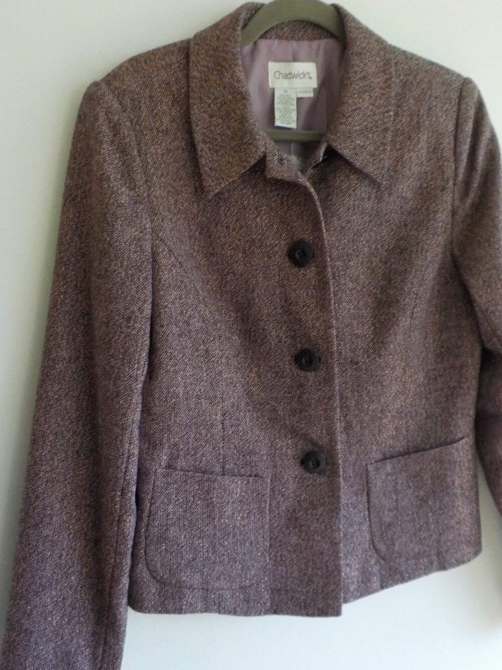 Chadwick Blazer Jacket - Size 10 - NWT Plum Button Wool Blend Lined (2554)